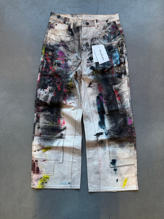 SS25 ACNE STUDIO PAINT SPLATTER TROMPE L’OEIL JEANS (NWT) (L)