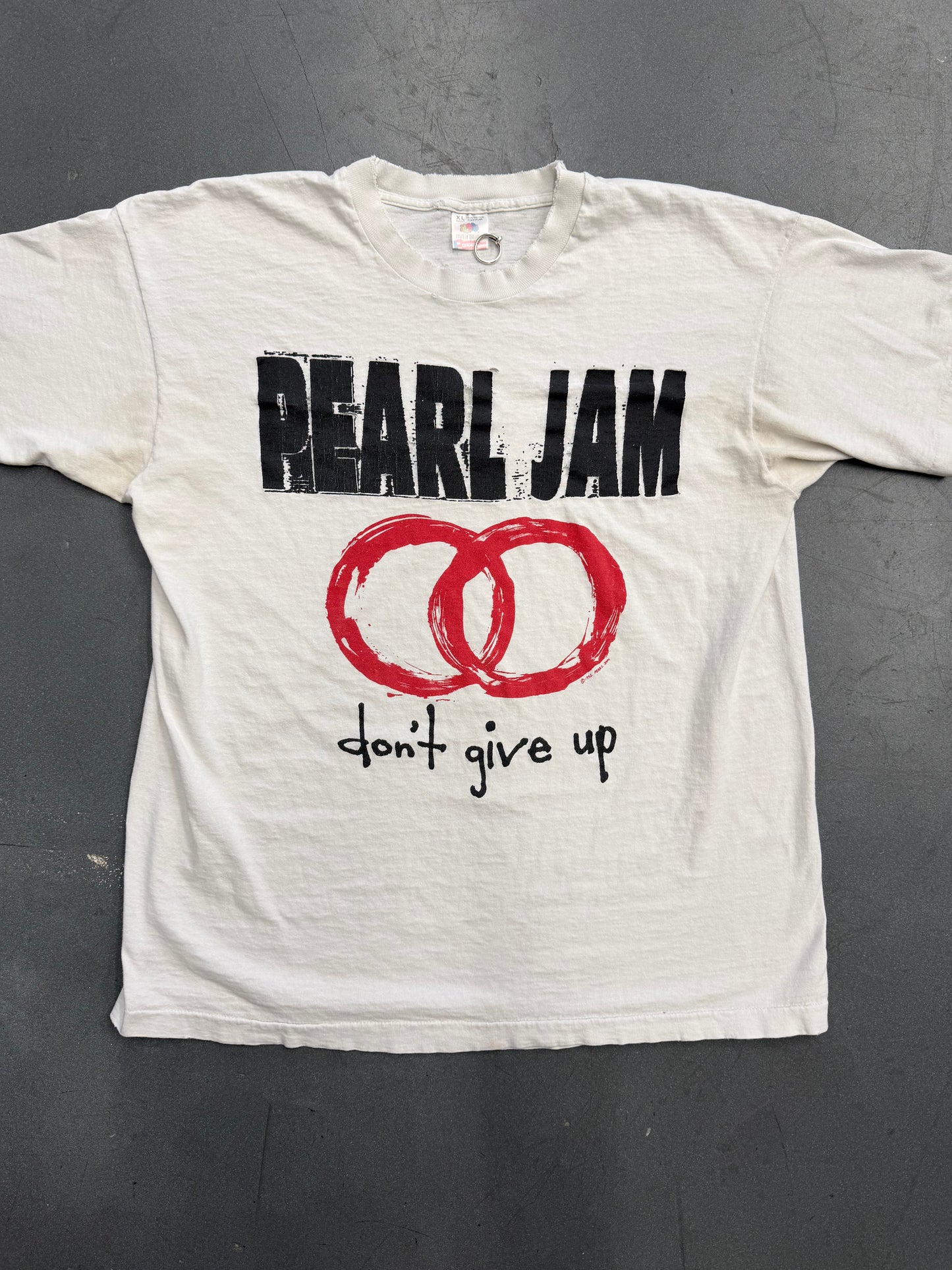 1992 PEARL JAM DON'T GIVE UP EUROPEAN SUMMER TOUR TEE (FOTL TAG)
