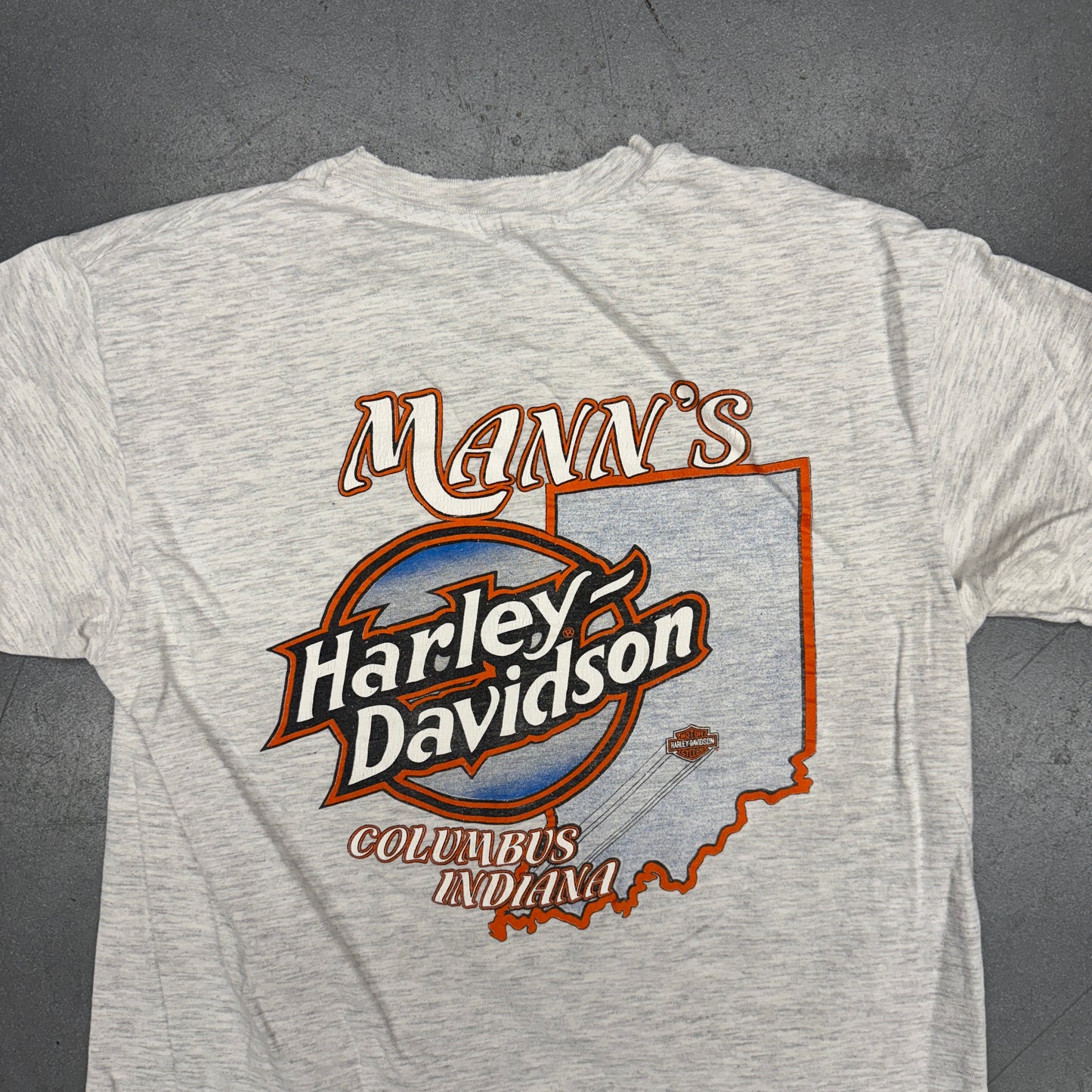 1990 HARLEY-DAVIDSON IN FULL COL0R COLOMBUS INDIANA TEE (HANES BEEFY-T TAG)