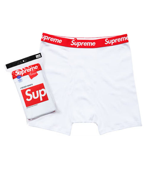 SUPREME HANES BOXER BRIEFS WHITE 4 PACK (S)