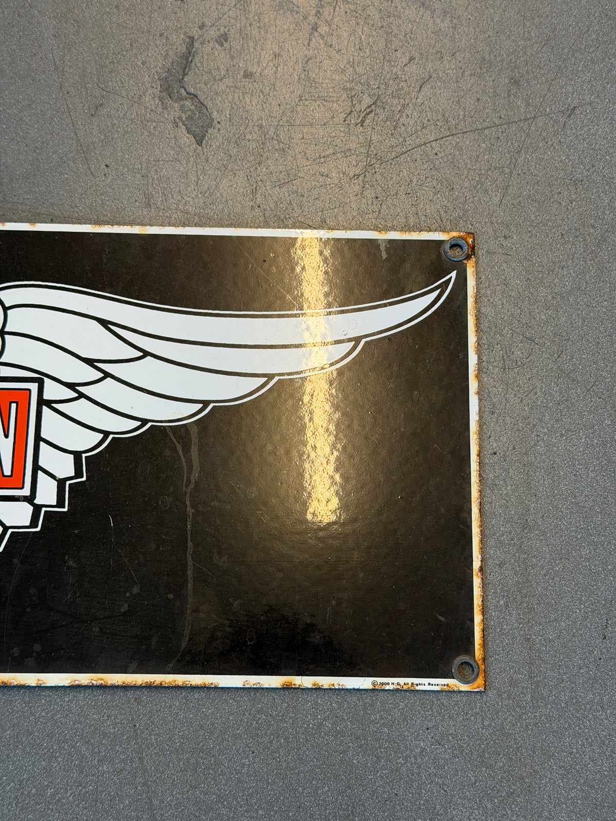 2000 HARLEY-DAVIDSON WINGS LOGO PORCELAIN SIGN RECTANGULER (6W X 18L)