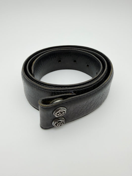 CHROME HEARTS BLACK LEATHER FLORAL BELT STRAP - SIZE 30 (PRE-OWNED)