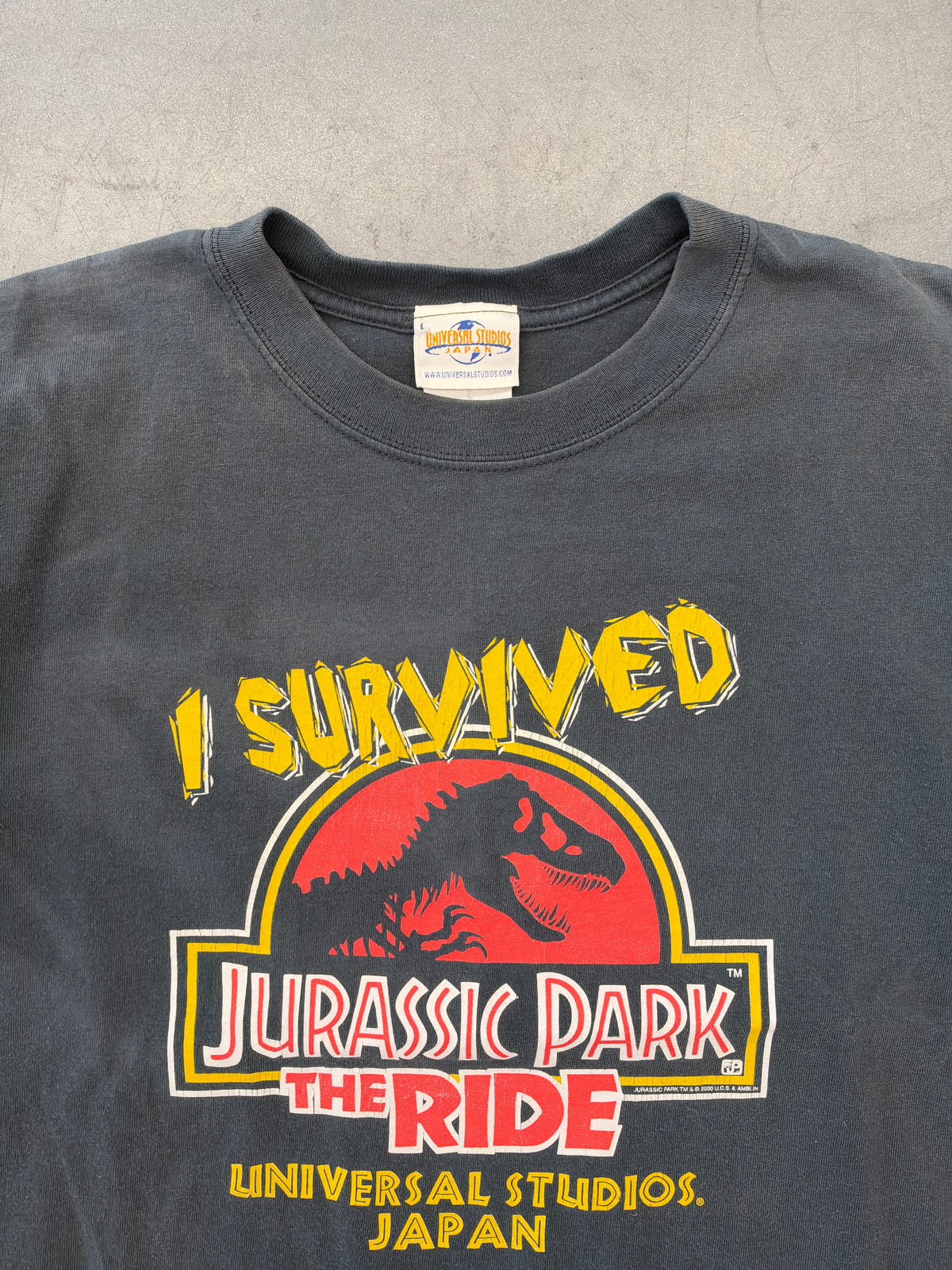 2000 "I SURVIVED JURASSIC PARK THE RIDE"  TEE (UNIVERSAL STUDIOS JAPAN TAG)
