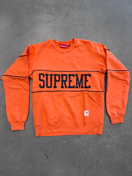 SS11 SUPREME PIPELINE CREWNECK SWEATER - ORANGE/NAVY