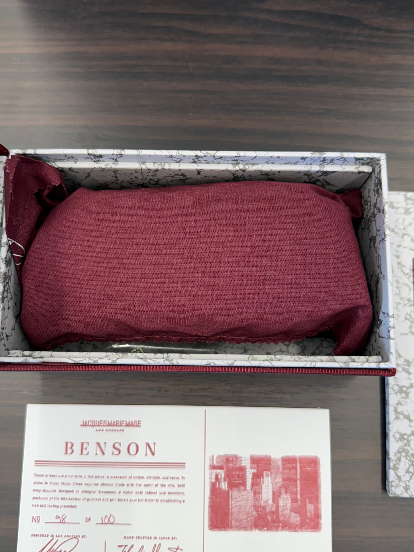 JACQUES MARIE MAGE BENSON RED SUNGLASSES 98 OF 100 (PRE-OWNED WITH BOX)