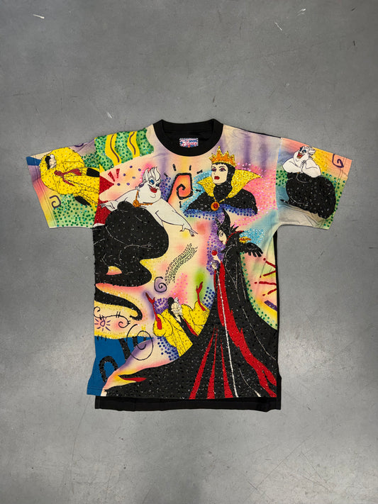 90'S DISNEY WOMEN VILLIANS EMBELLISHED SEQUIN TEE (DISNEY BY JOUJOU TAG)