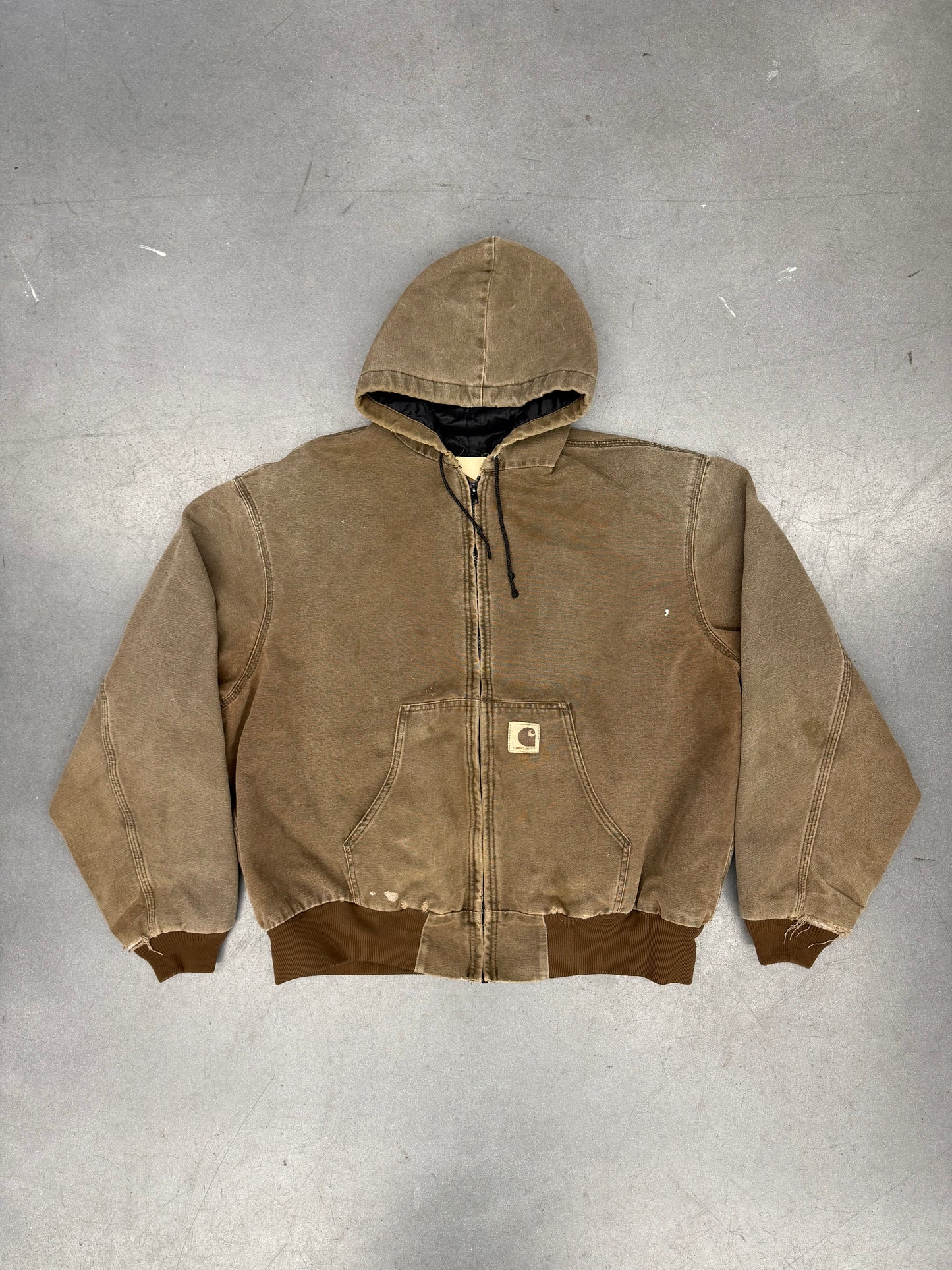 80S CARHARTT HOODED ZIP UP WORKWEAR JACKET (JQ282)