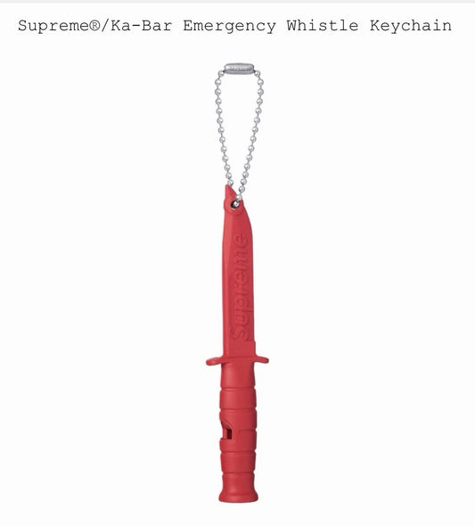 SS26 SUPREME KA-BAR EMERGENCY WHISTLE KEYCHAIN - RED