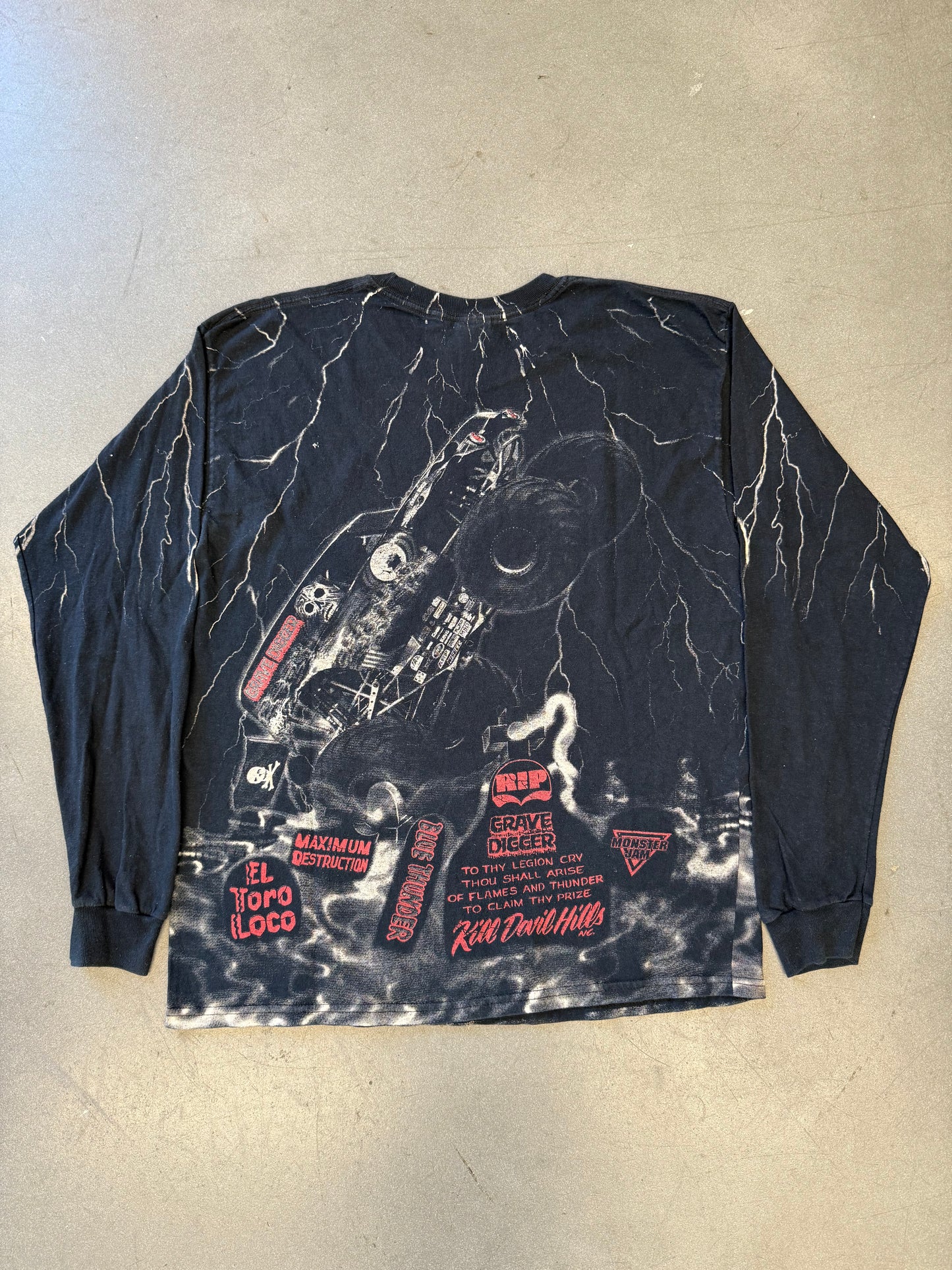 2000'S AOP GRAVE DIGGER RACE TEAM LS TEE (GILDAN HEAVY TAG)