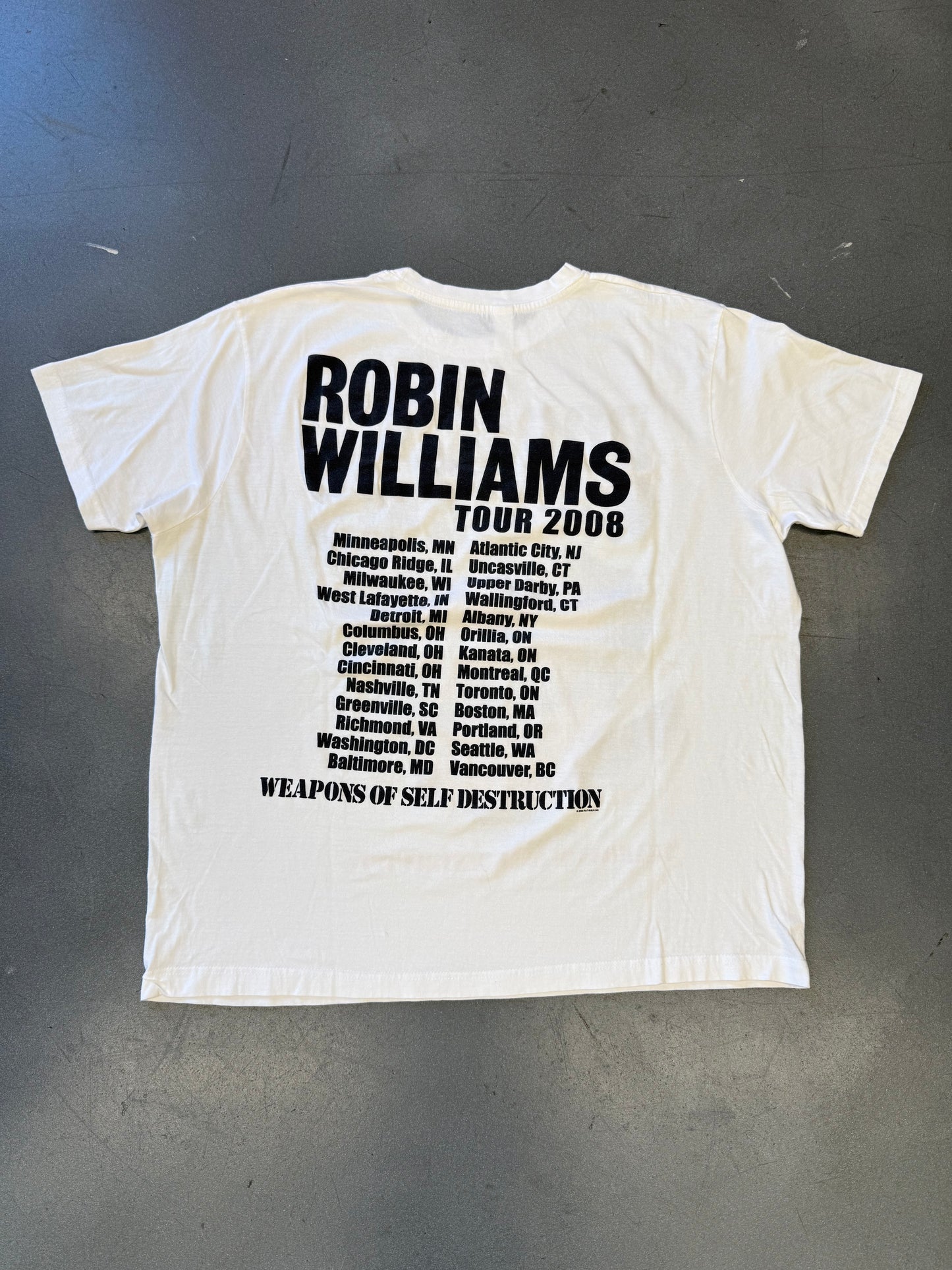 2008 ROBIN WILLIAMS WEAPONS OF SELF DESTRUCTION TOUR BIG FACE TEE (TEN TAG)