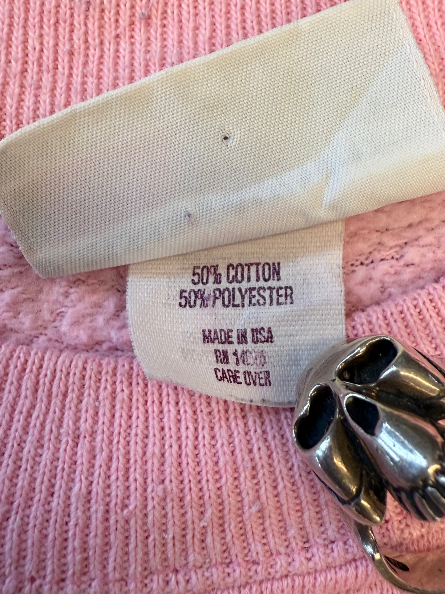 1989 HARLEY DAVIDSON MOTORCYCLES 3D EMBLEM ROSES PINK CREWNECK