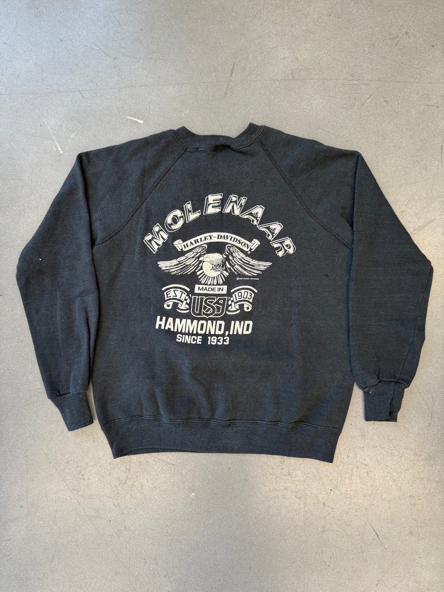 1988 HARLEY DAVIDSON "KICK SOME THUNDER" CREWNECK SWEATER (BASSETT-WALKER TAG)