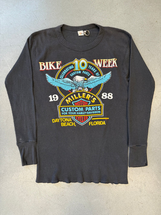 1988 HARLEY DAVIDSON MILLER'S CUSTOM PARTS 10 YEAR CELEBRATION DAYTONA BEACH THERMAL (FOTL TAG)