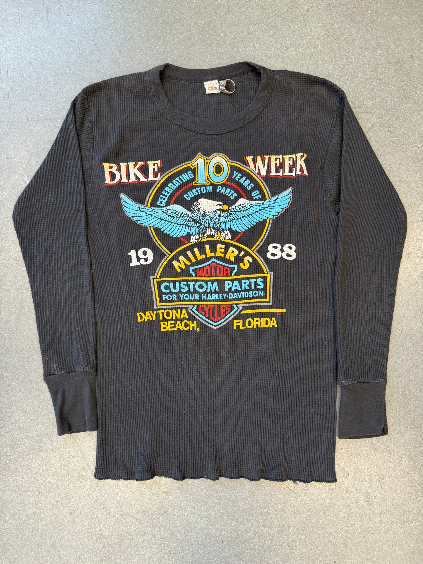 1988 HARLEY DAVIDSON MILLER'S CUSTOM PARTS 10 YEAR CELEBRATION DAYTONA BEACH THERMAL (FOTL TAG)