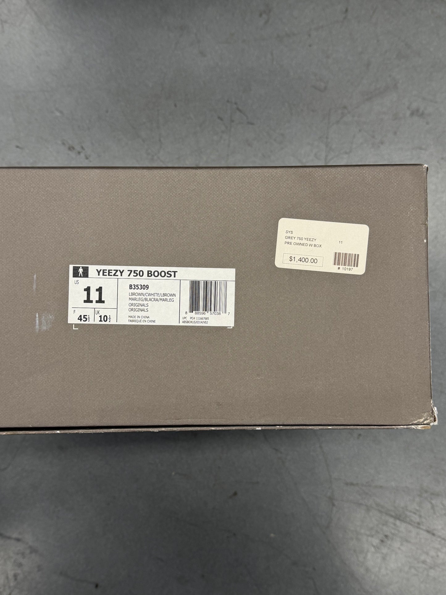 2015 ADIDAS YEEZY BOOST 750 OG GREY (W/BOX)