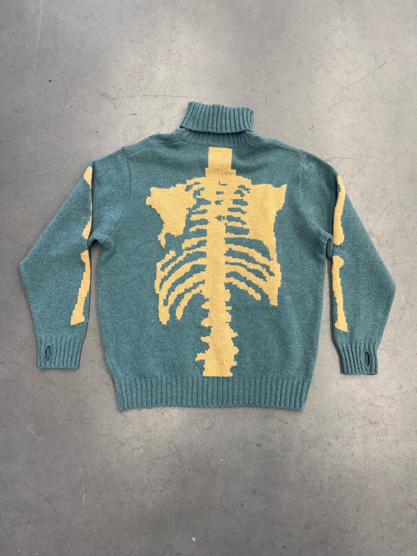 KAPITAL 5G BONE KNIT HIGH NECK SWEATER BLUE