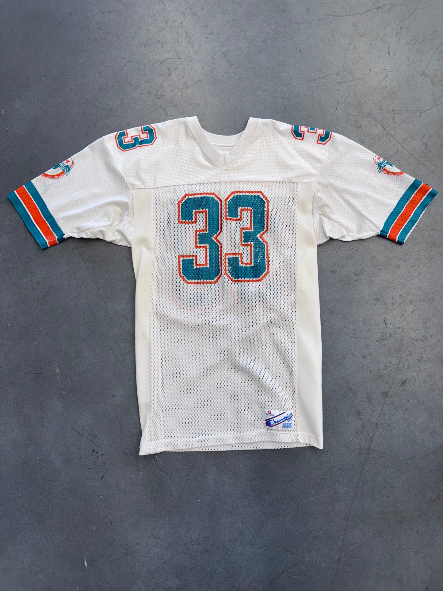 90'S MIAMI DOLPHINS #33 CHAMPION MESH FOOTBALL TRAINING JERSEY SIZE XL