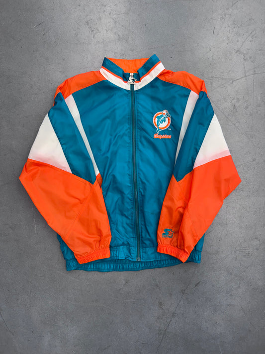 90'S MIAMI DOLPHINS BIG LOGO ON BACK FULL-ZIP WINDBREAKER (STARTER TAG)
