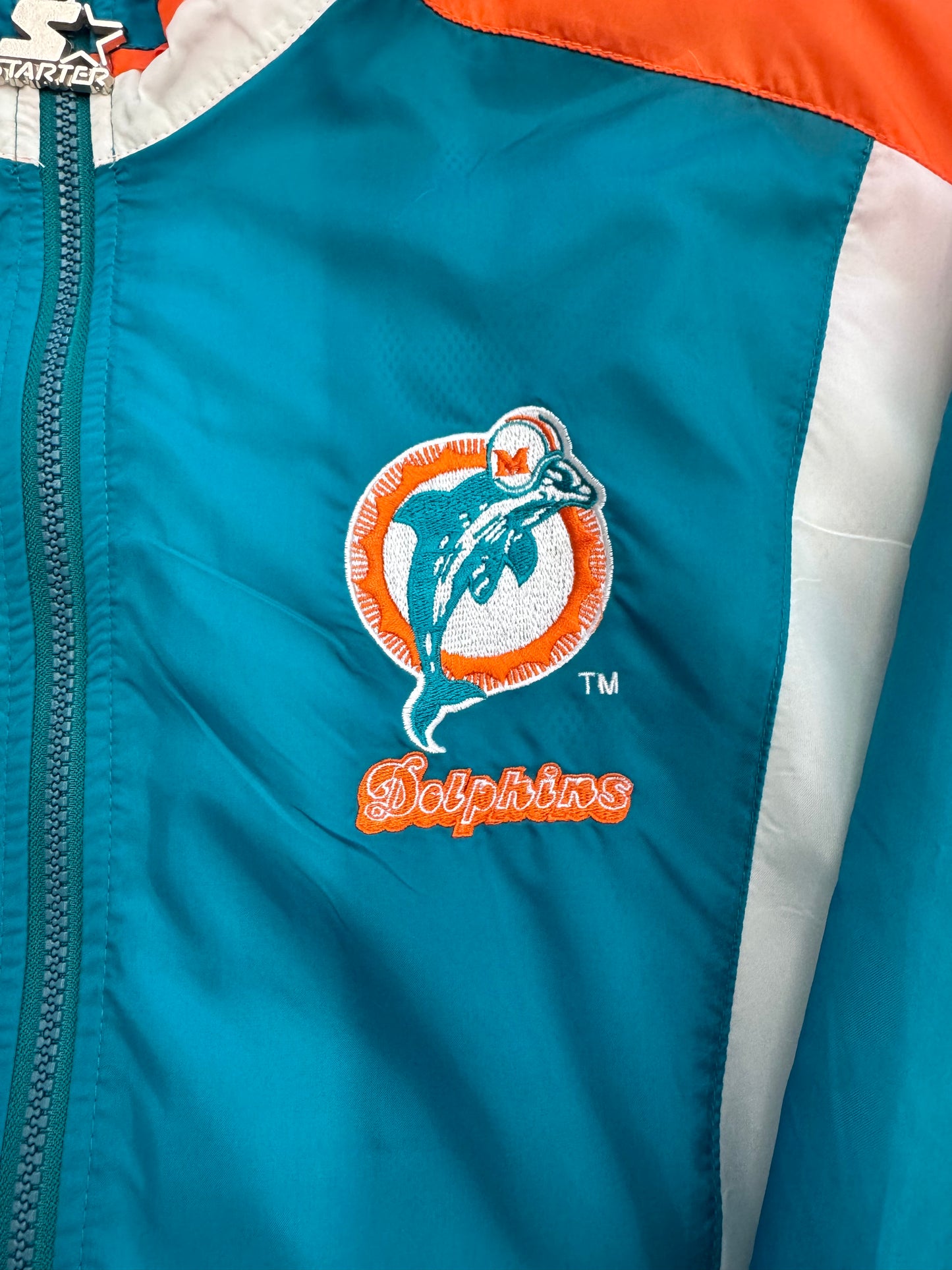 90'S MIAMI DOLPHINS BIG LOGO ON BACK FULL-ZIP WINDBREAKER (STARTER TAG)