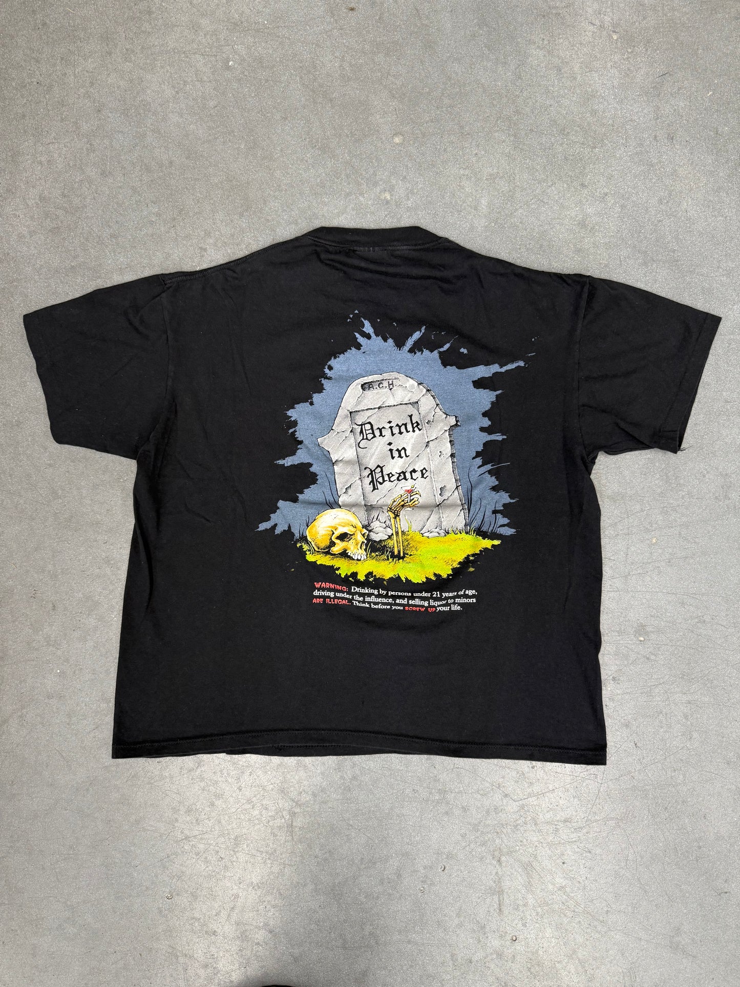 1992 BLACK DEATH VODKA TOP HAT SKULL TEE (THE BROCKUM GROUP TAG)