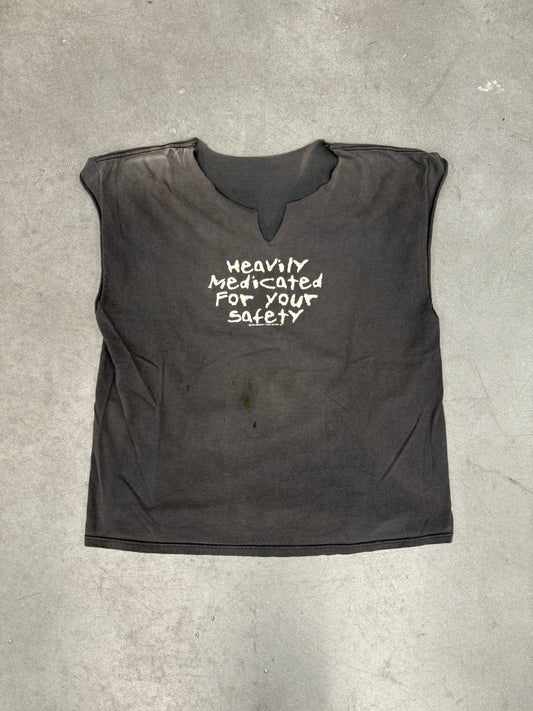 2003 HEAVILY MEDICATED FOR YOUR SAFETY FADED TEE (CUT SLEEVES & NECK)
