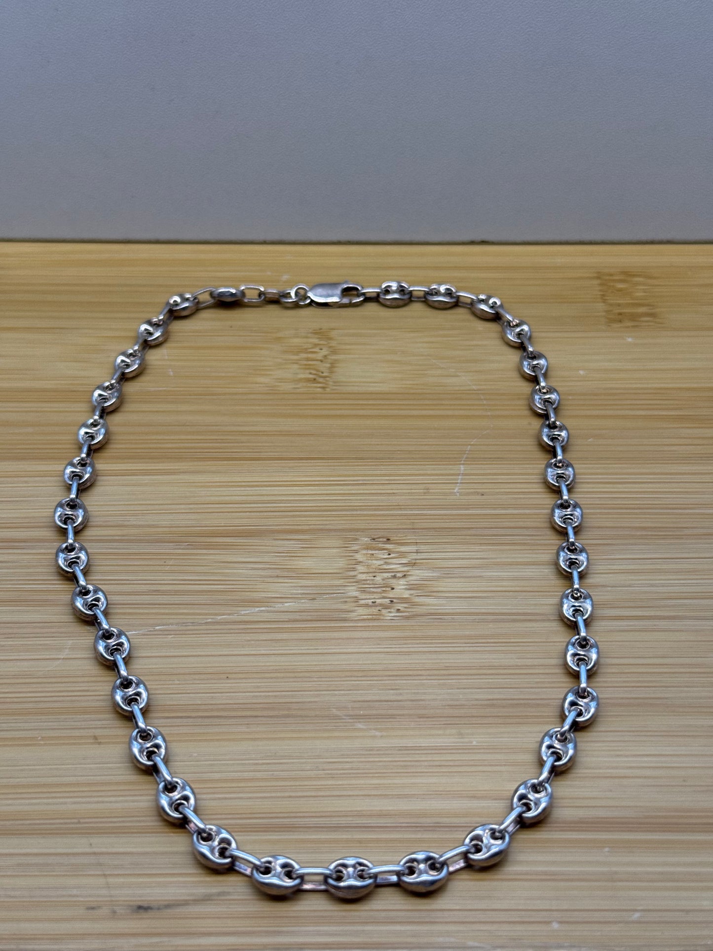 PUFFED MARINER LINK SILVER NECKLACE - 16"