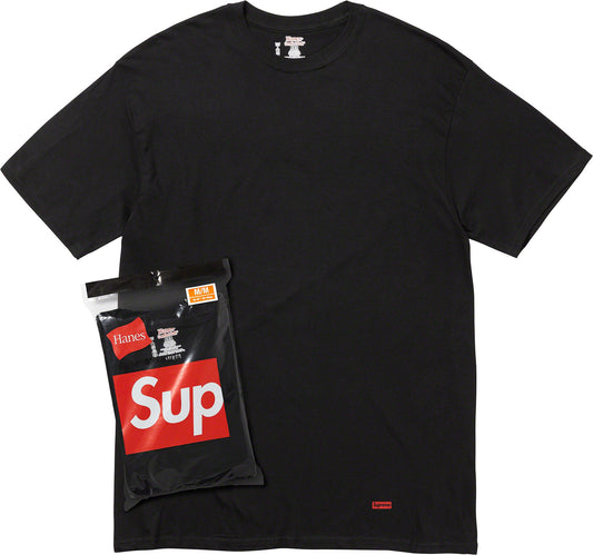 SUPREME HANES TAGLESS T-SHIRTS BLACK 3 PACK (S)