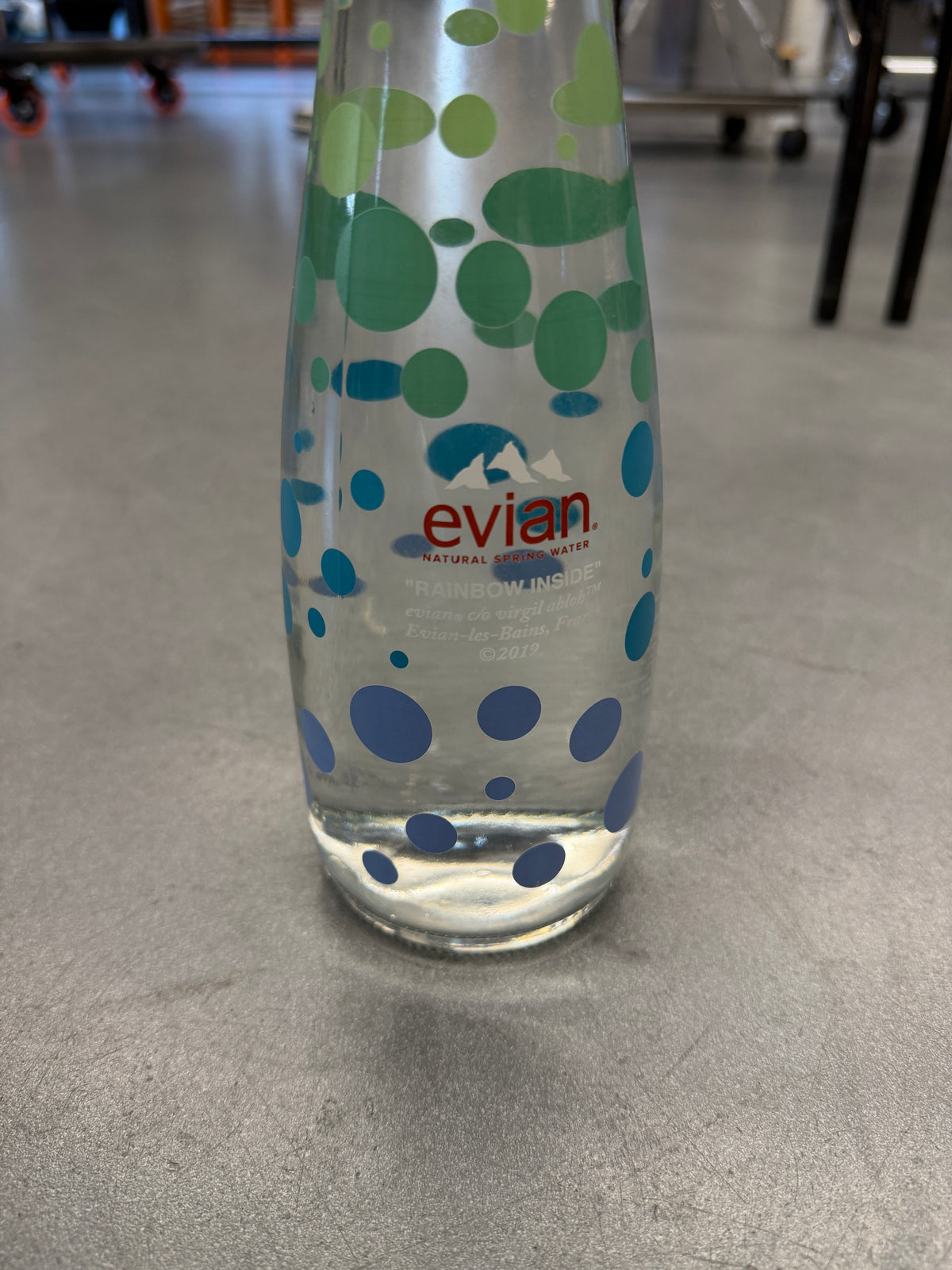 2019 EVIAN VIRGIL ABLOH "MAKE A RAINBOW" 750ML GLASS WATER BOTTLE