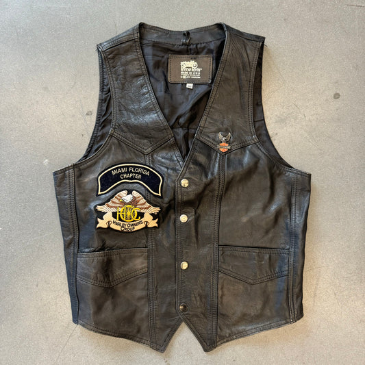 HARLEY-DAVIDSON MIAMI FLORIDA CHAPTER LEATHER VEST (SIZE 38)