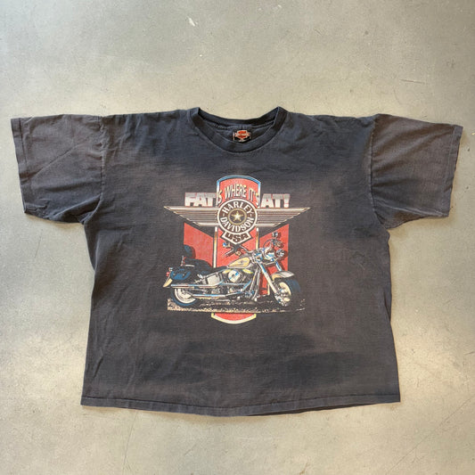 1992 HARLEY-DAVIDSON USA FAT IS WHERE IT'S AT! HAL'S MILWAUKEE, WI TEE