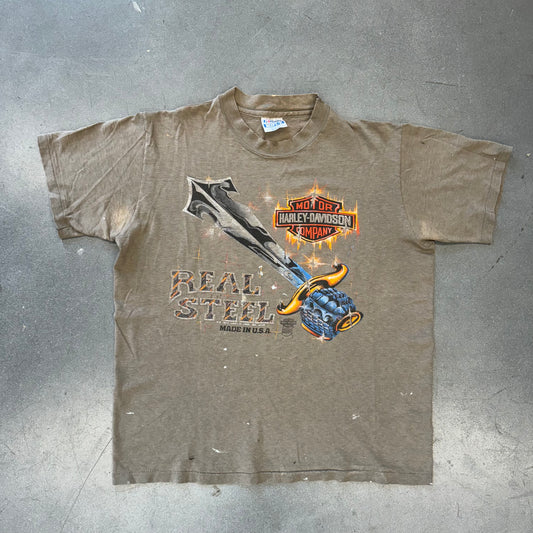 HARLEY-DAVIDSON MOTOR COMPANY REAL STEEL MADE IN U.S.A. FADED TEE