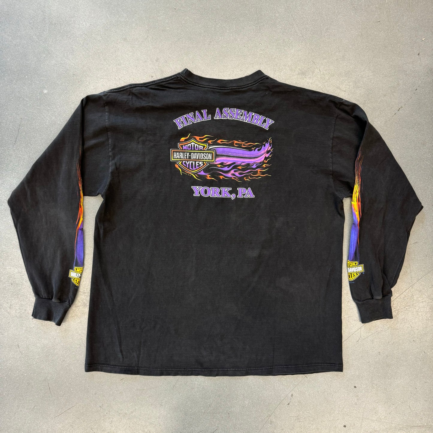 2000 HARLEY-DAVIDSON FLAME EAGLE FINAL ASSEMBLY YORK, PA LS TEE (PULLED TAG)