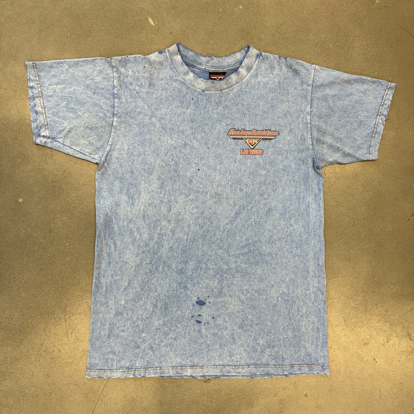 HARLEY-DAVIDSON CAFE LAS VEGAS DISTRESSED BLUE TEE