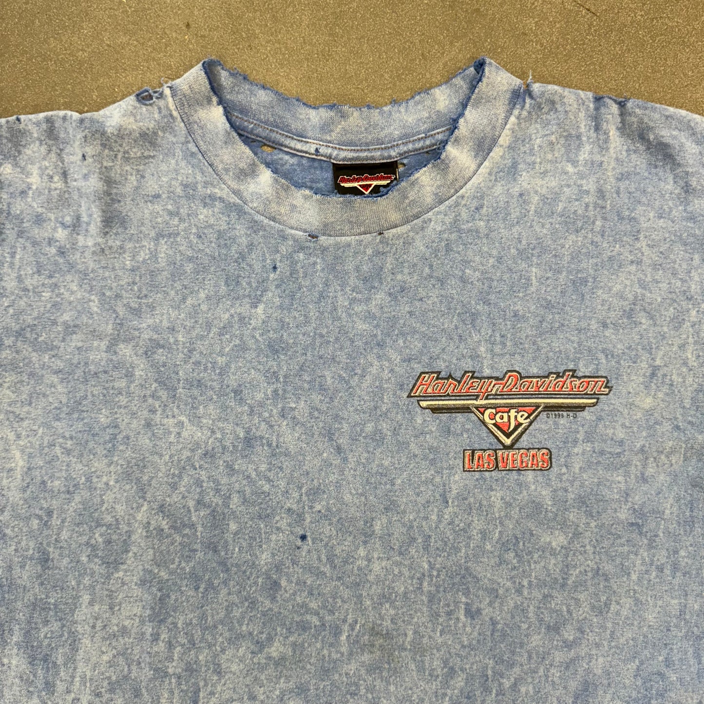 HARLEY-DAVIDSON CAFE LAS VEGAS DISTRESSED BLUE TEE