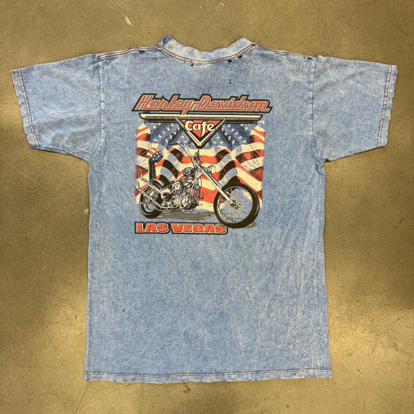 HARLEY-DAVIDSON CAFE LAS VEGAS DISTRESSED BLUE TEE