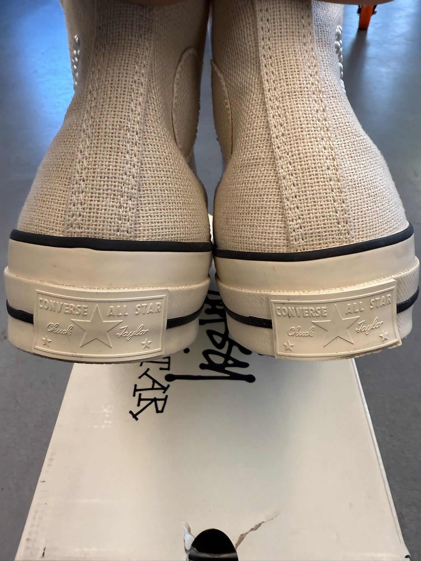 2023 SIZE 8 CONVERSE CHUCK TAYLOR ALL STAR 70 HIGH STUSSY FOSSIL PEARL (WITH BOX)