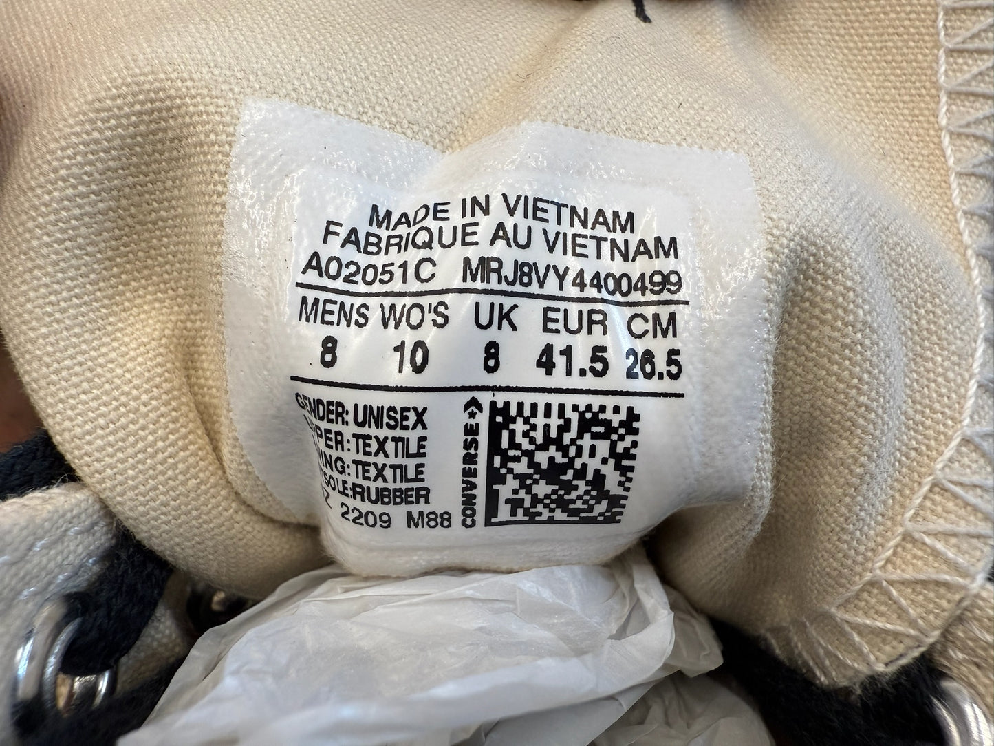 2023 SIZE 8 CONVERSE CHUCK TAYLOR ALL STAR 70 HIGH STUSSY FOSSIL PEARL (WITH BOX)