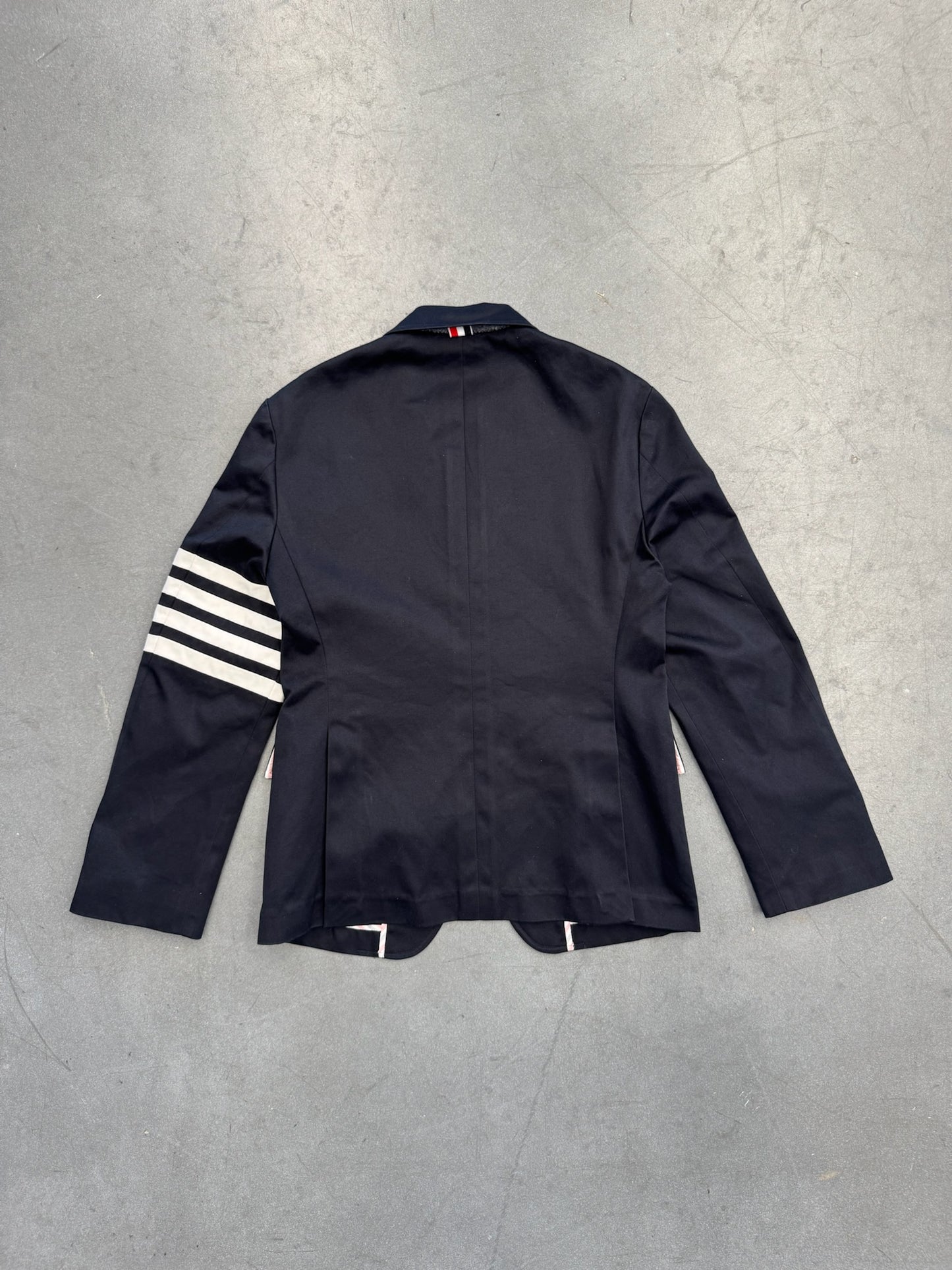 THOM BROWNE UNCONSTRUCTED CLASSIC 4 BAR COTTON TWILL SUIT BLAZER