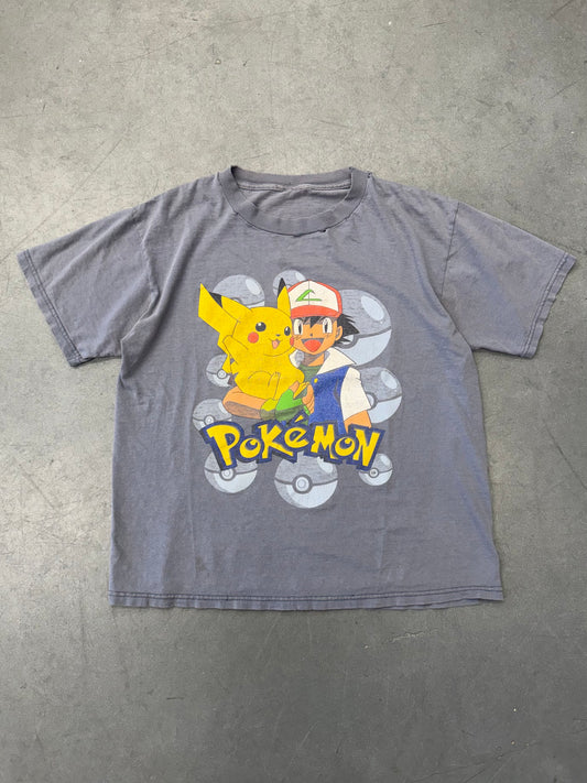 1999 NINTENDO POKEMON & ASH FADED TEE (PULLED TAG)