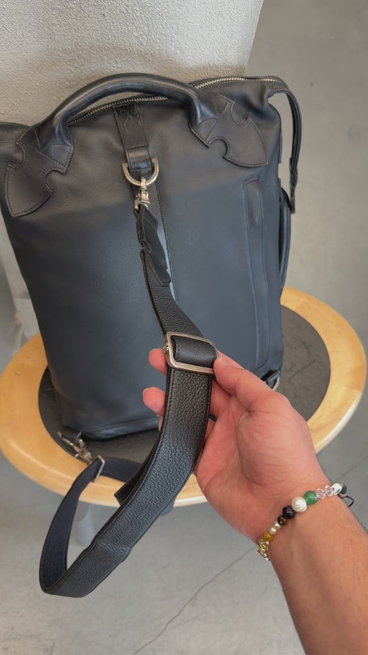 CHROME HEARTS LEATHER BACKPACK + SILVER DETAILS